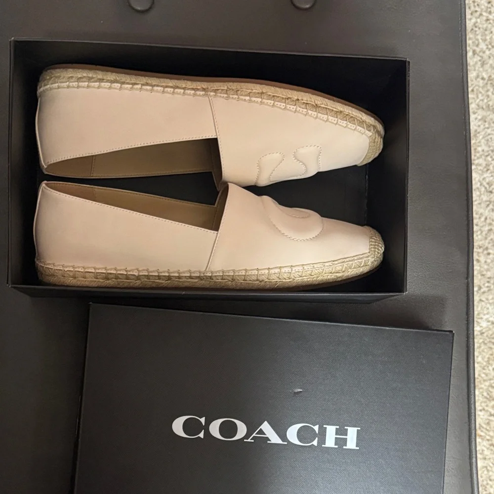 New Coach Women's Leather Espadrille Flats in Nude Sz 11 B